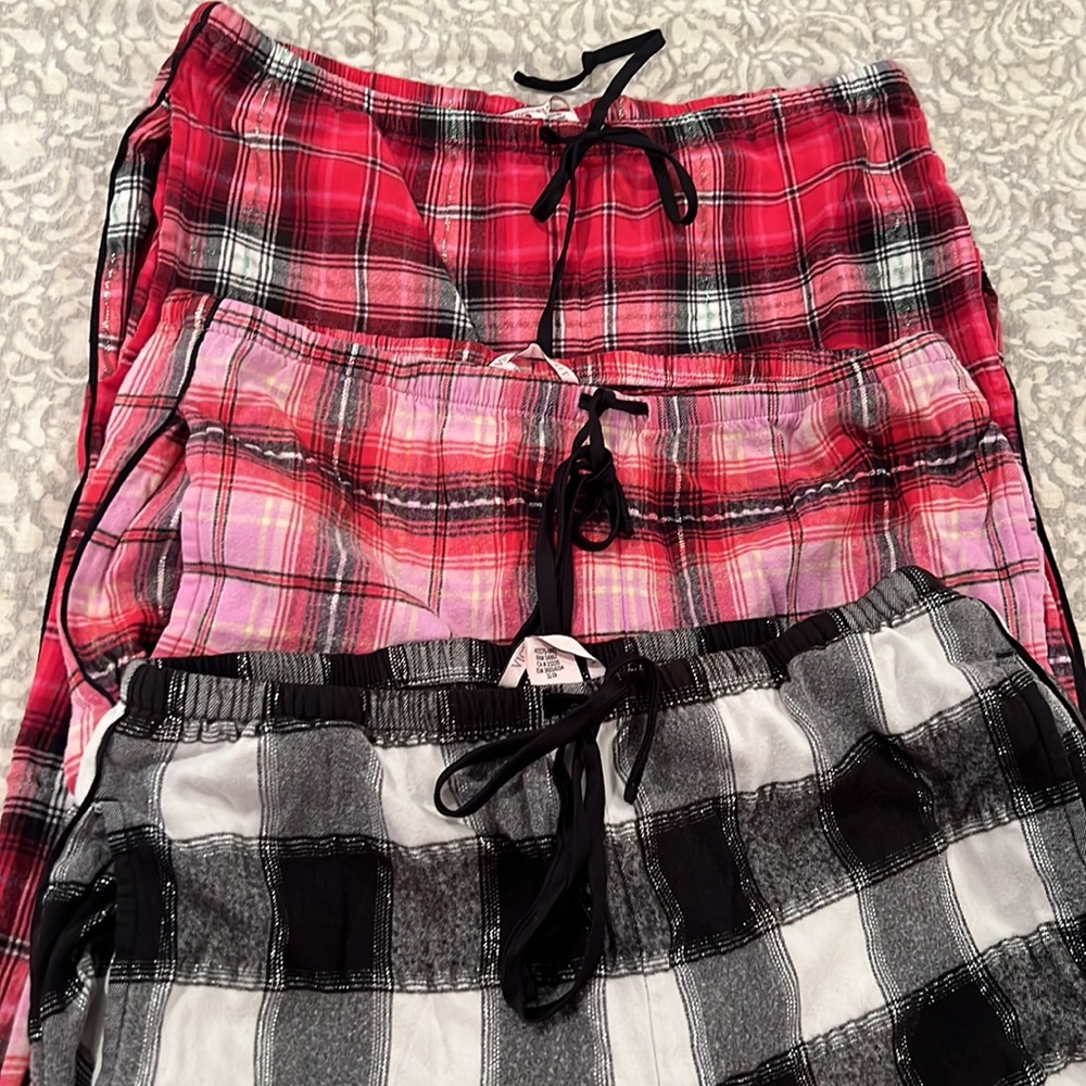 Lot of 3 Victoria’s Secret Pajama Pants with Lace Trim and Pockets!